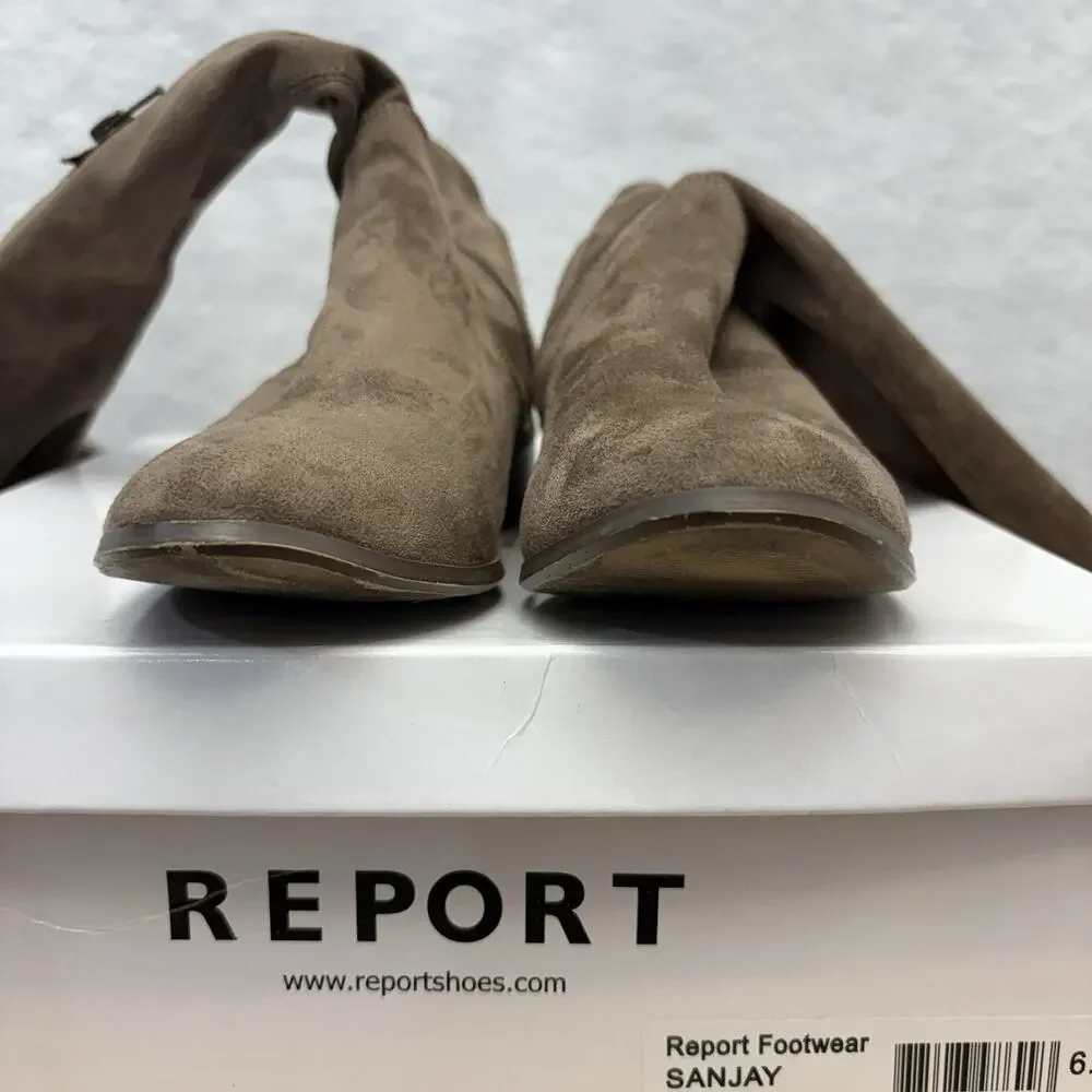 Report Over The Knee Boots Taupe Brown Faux Suede Sanjay Riding Boots Size 6.5M
